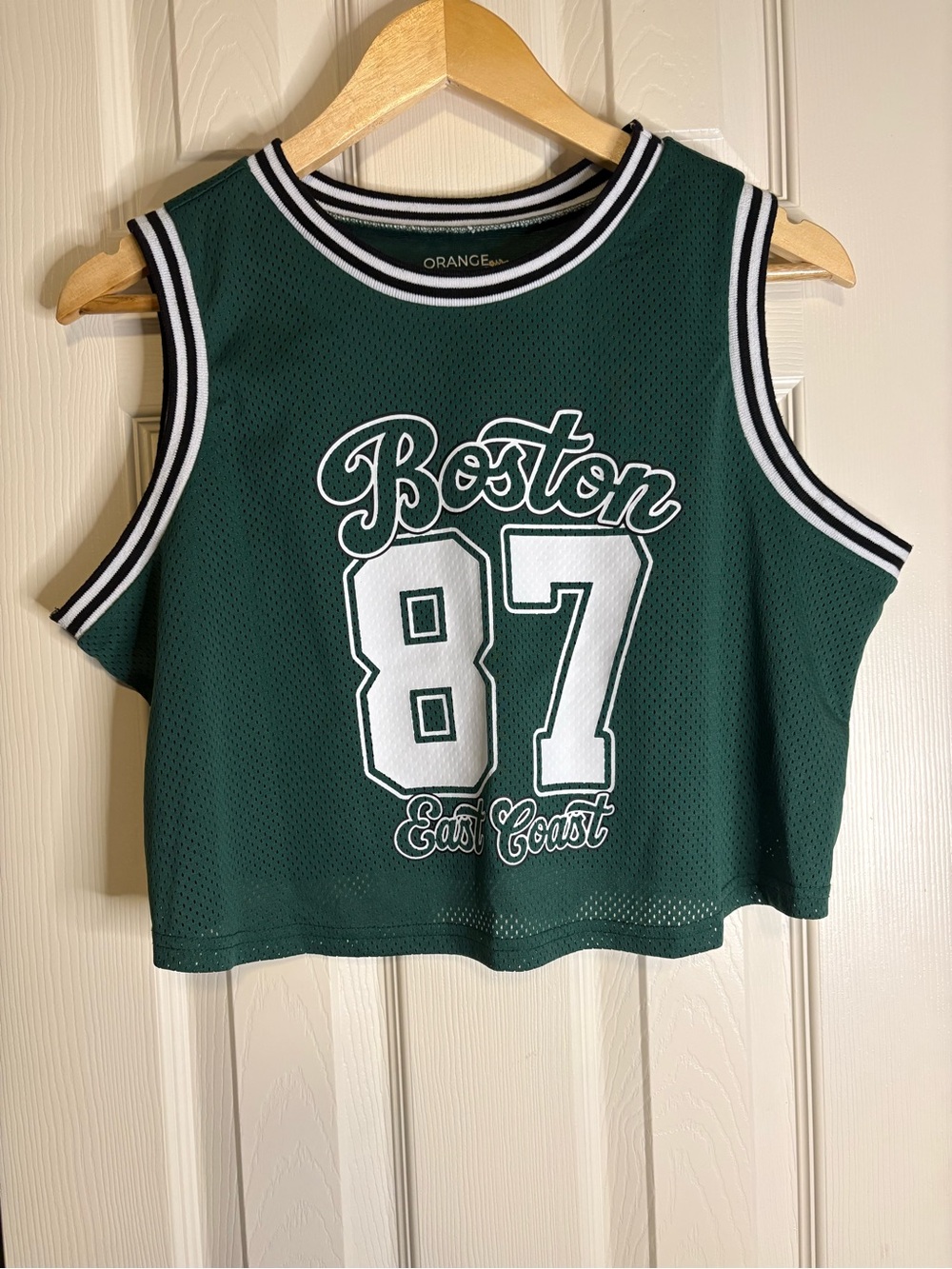 Orange Kiss Boston 87' Mesh Crop Tank Top Green Basketball Jersey Women’s Large